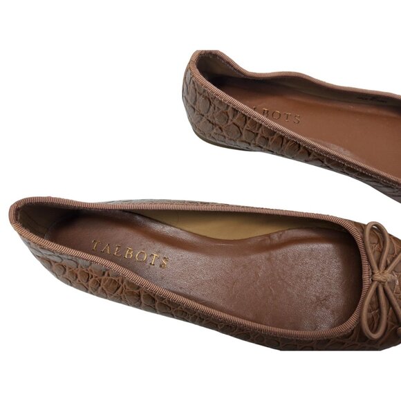 Talbots Womens Leather Upper Animal Print String Bow Accent Flats - Picture 5 of 8